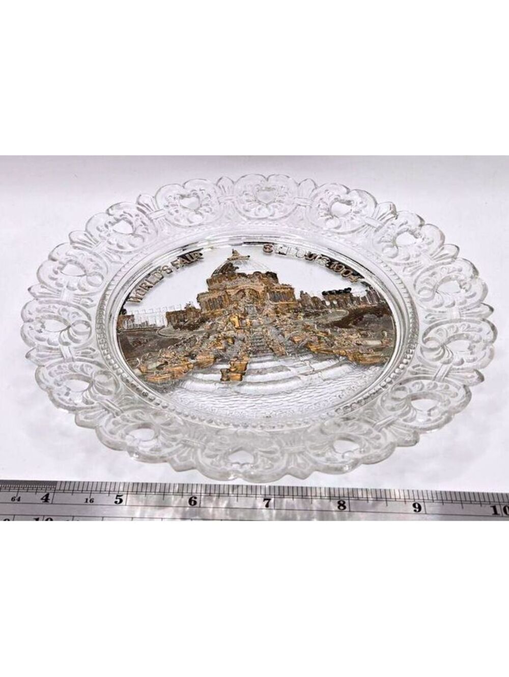 Vintage 1904 St. Louis World's Fair Festival Hall Glass Souvenir Plate